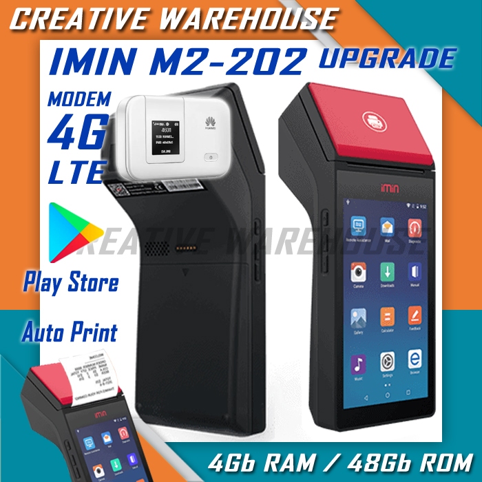 Mesin Kasir Android IMIN M2-202 4G LTE 2Gb Ram/16Gb Rom | 4Gb Ram/48Gb Rom (Upgrade) Play Store | Me