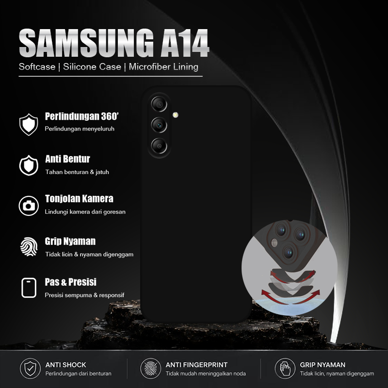 Softcase Hitam Polos For SAMSUNG A14 - Softcase Handphone - Casing Hape - Casing Ponsel - Case Aesth