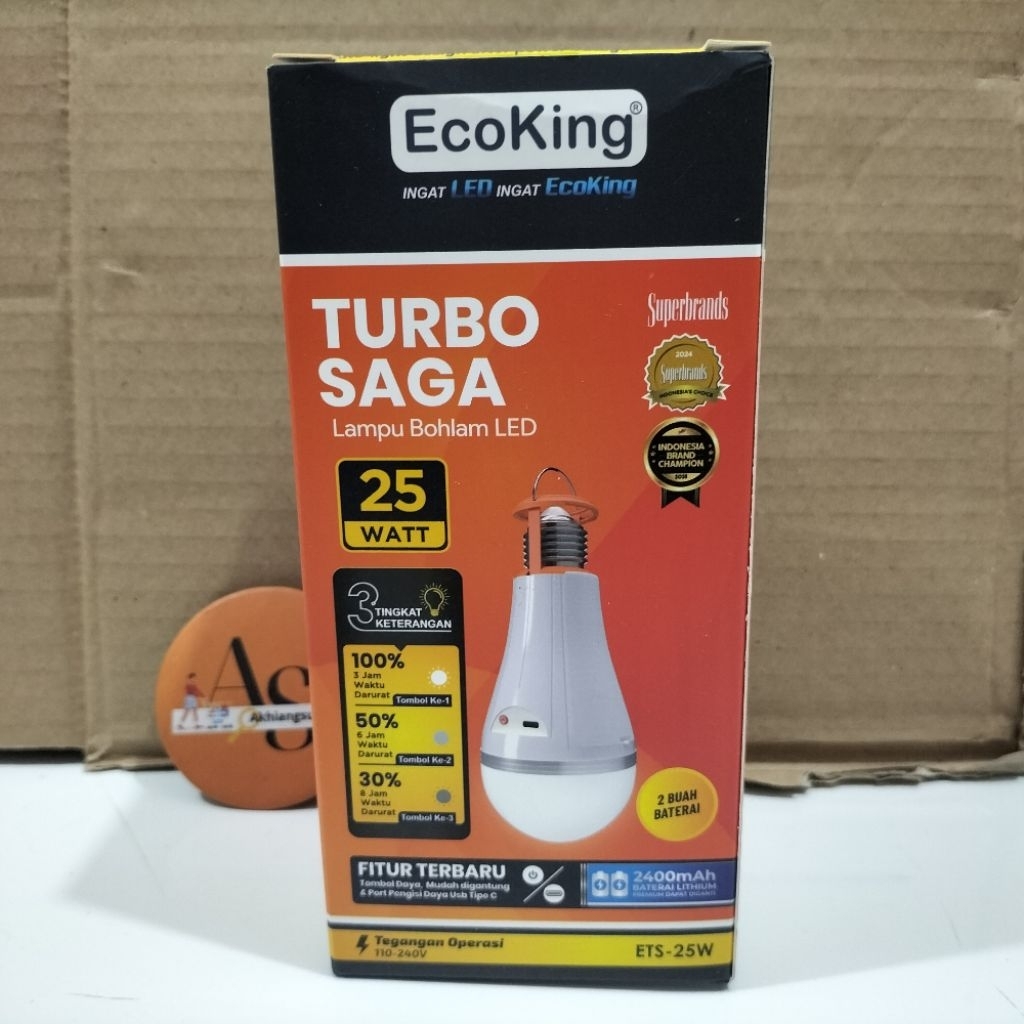 ECOKING Lampu Emergency TURBO SAGA 25 Watt Cahaya Putih - ECOKING TURBO SAGA 25 Watt