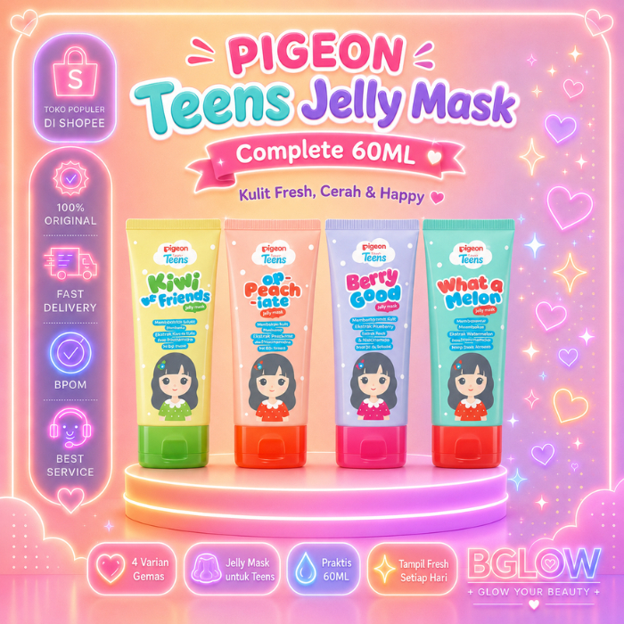 PIGEON TEENS JELLY MASK COMPLETE 60ML FOR ALL SKIN NEEDS | KIWI | PEACH | BERRY | MELON  Skincare Re