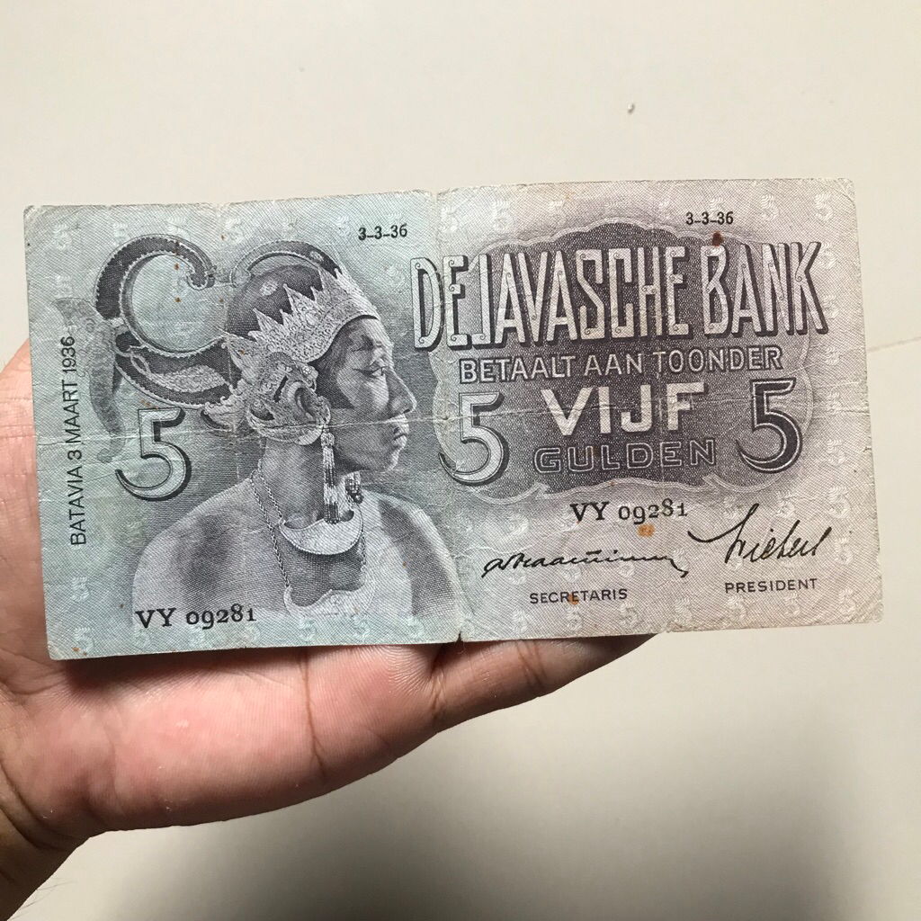 Uang Kuno 5 G Wayang VF 1936 ORIGINAL