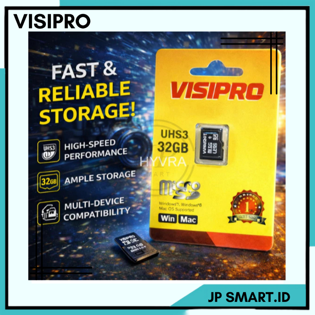 Visipro Kartu Micro Sd Memory Card 16Gb/32Gb/64Gb/128Gb Turbo Class 10 Untuk Memori Cctv, Hp, Dan La