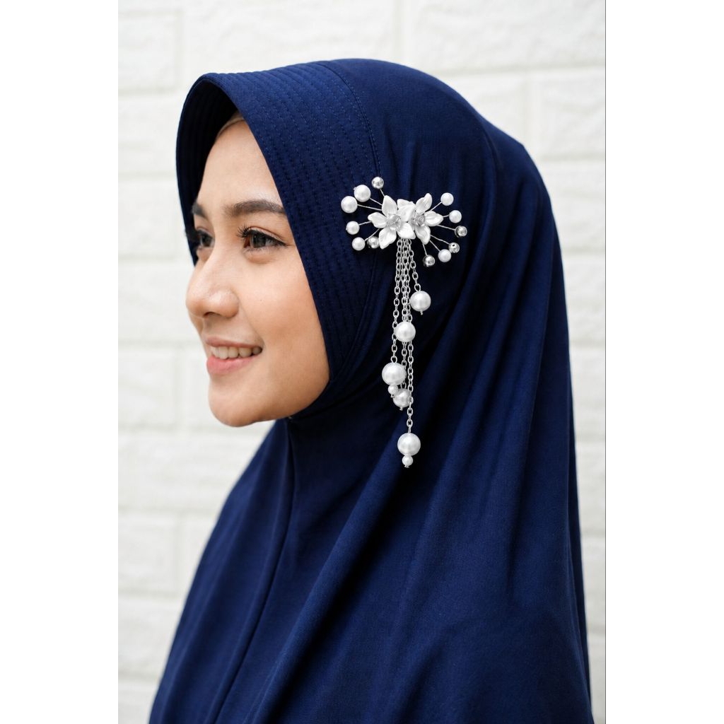 bros hijab bunga lili dua permata