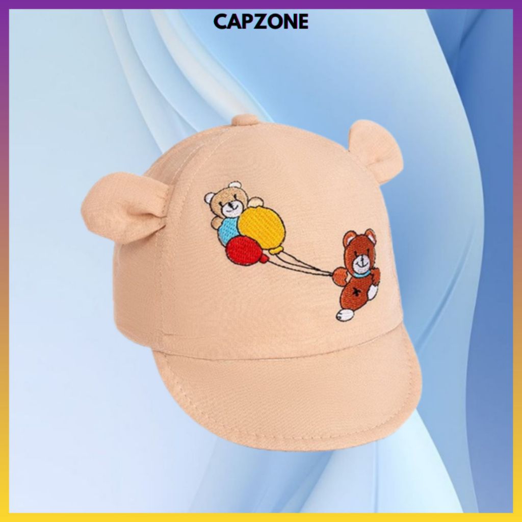 Topi bayi 3-18 bulan motif beruang balon fashion