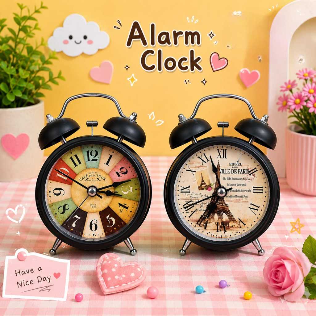 Jam Weker Beker Kring Nyaring Bunyinya Model Paris Menara Eifel Dan Beker Angka Warna Warni