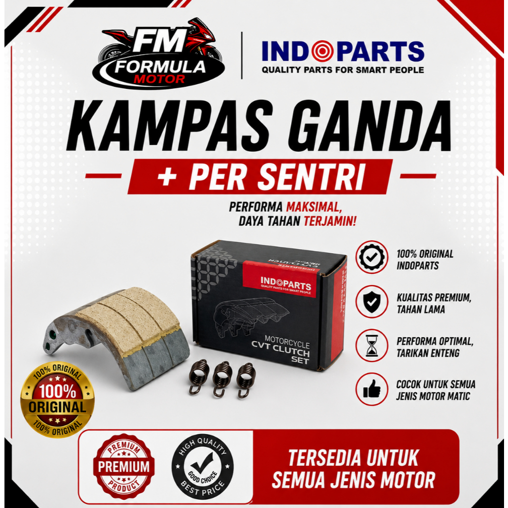 Indoparts Kampas Ganda Set + Per Sentri Indoparts Original - [Pilih Tipe Motor]