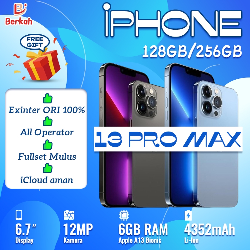 iPhone 13 Pro Max Second 256GB128GB 6,7inch Fulset Mulus A15 Bionic ROM 6GB 3U Green Semua kartu ip 