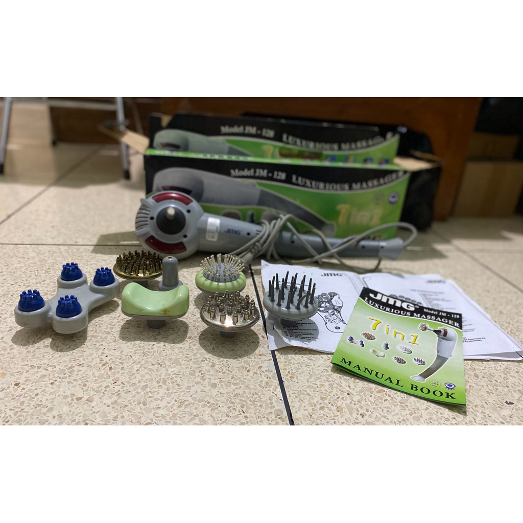 JMG JM-128 Alat Pijat Elektrik 7 in 1 Original | Massager Getar Multifungsi + 7 Kepala Pijat | Kondi