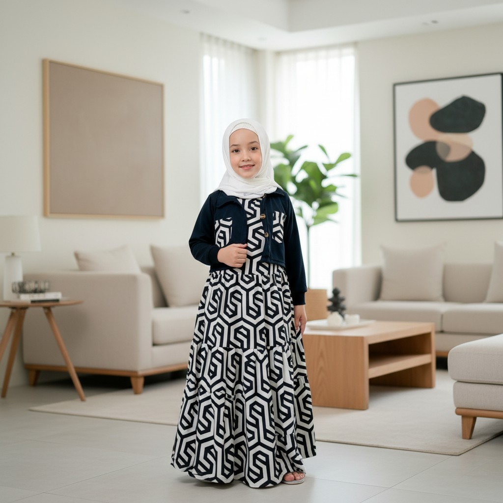 GAMIS ANAK PEREMOUAN RUFFLE PANJANG ROMPI MOANA ZARASET 0-13tahun GL FASHION