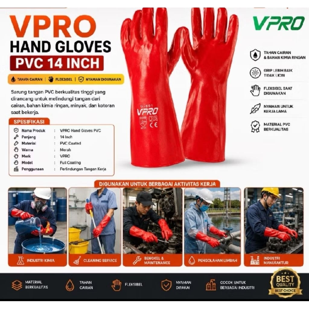 Sarung tangan PVC VPRO / Sarung tangan fisher / Sarung tangan fisher PVC VPRO V PRO