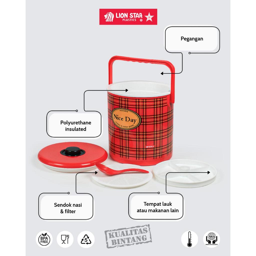 Rice Bucket 12 LITER LION STAR Termos Nasi Tahan Panas Termos Es Batu BERKUALITAS