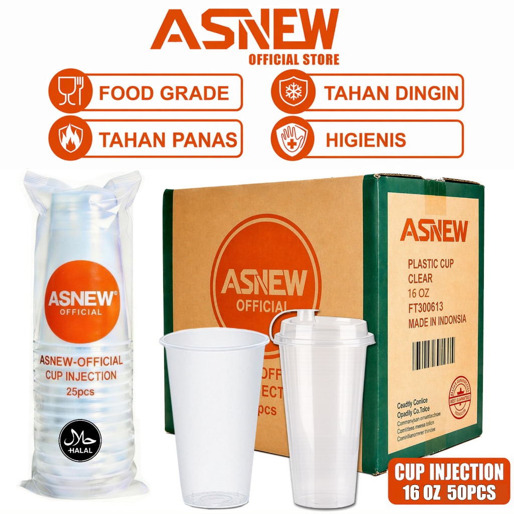 Asnew Thinwall Cup Injection PP | PP Cup Injection | Gelas Plastik Tebal | 380ml | 500ml | 700ml - P