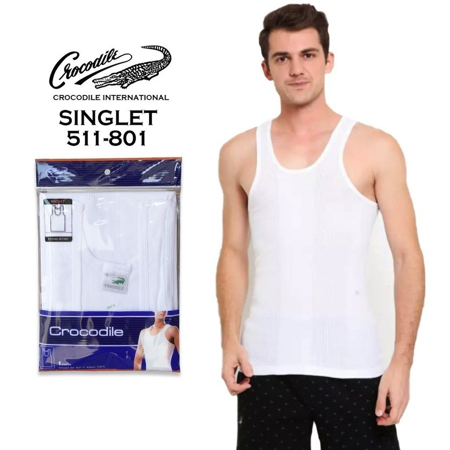 ( 3pc ) Singlet Pria Crocodile 801 Katun Salur | Singlet Crocodile 511-801v