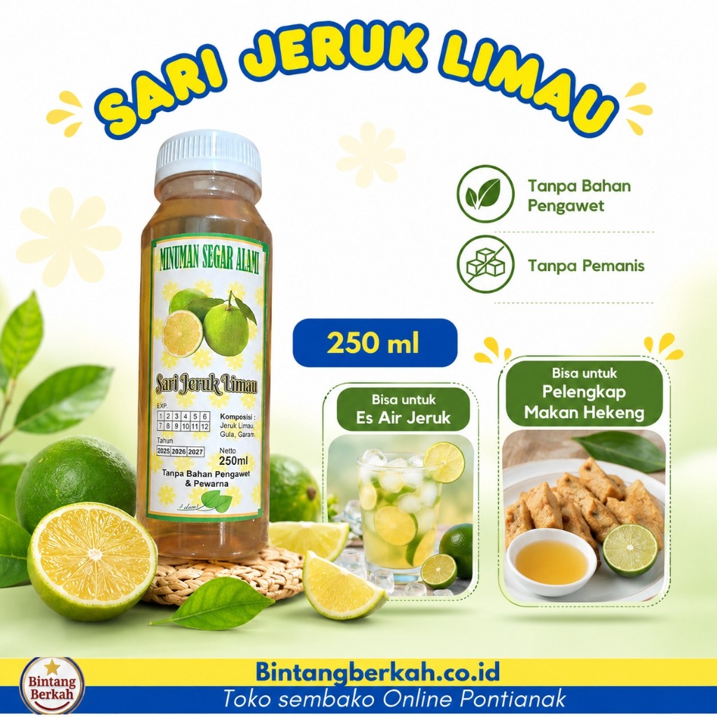 SIRUP LIMAU (KIT IU) Khas Pontianak 250 ML  HALAL Minuman Segar Alami untuk Hekeng dan Saus, KIT IU 
