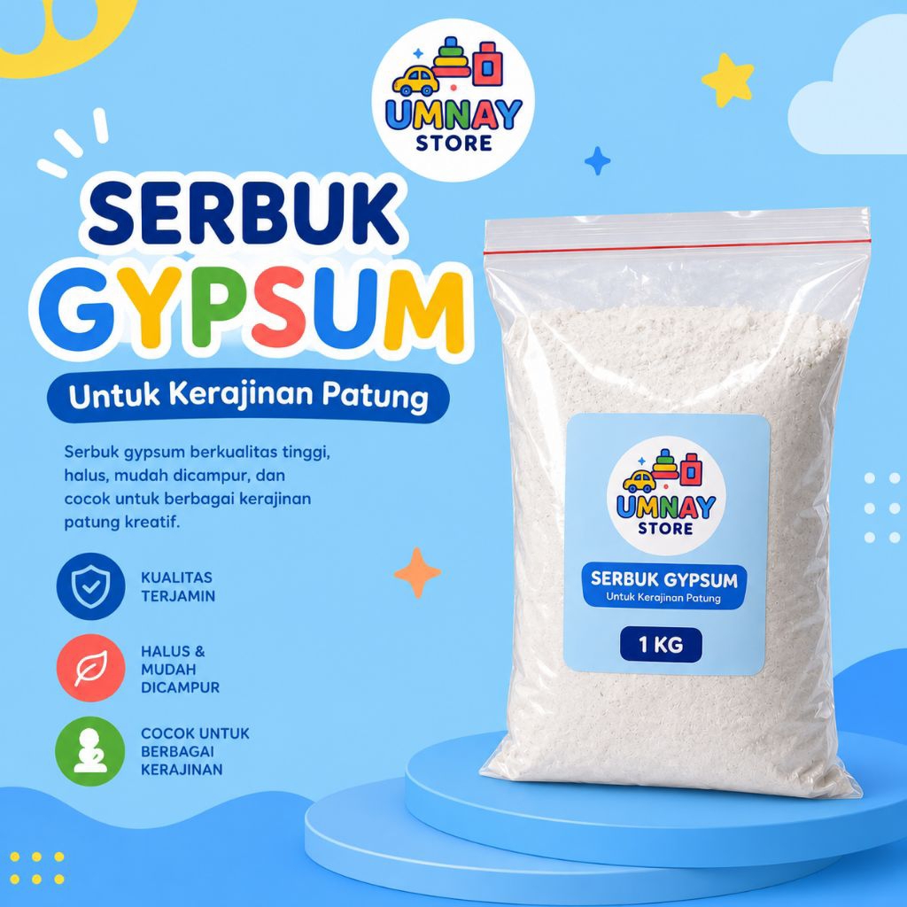 UMNAY 1Kg Serbuk Gypsum 1untuk Patung Gypsum Painting | Bubuk Gypsum Kerajinan