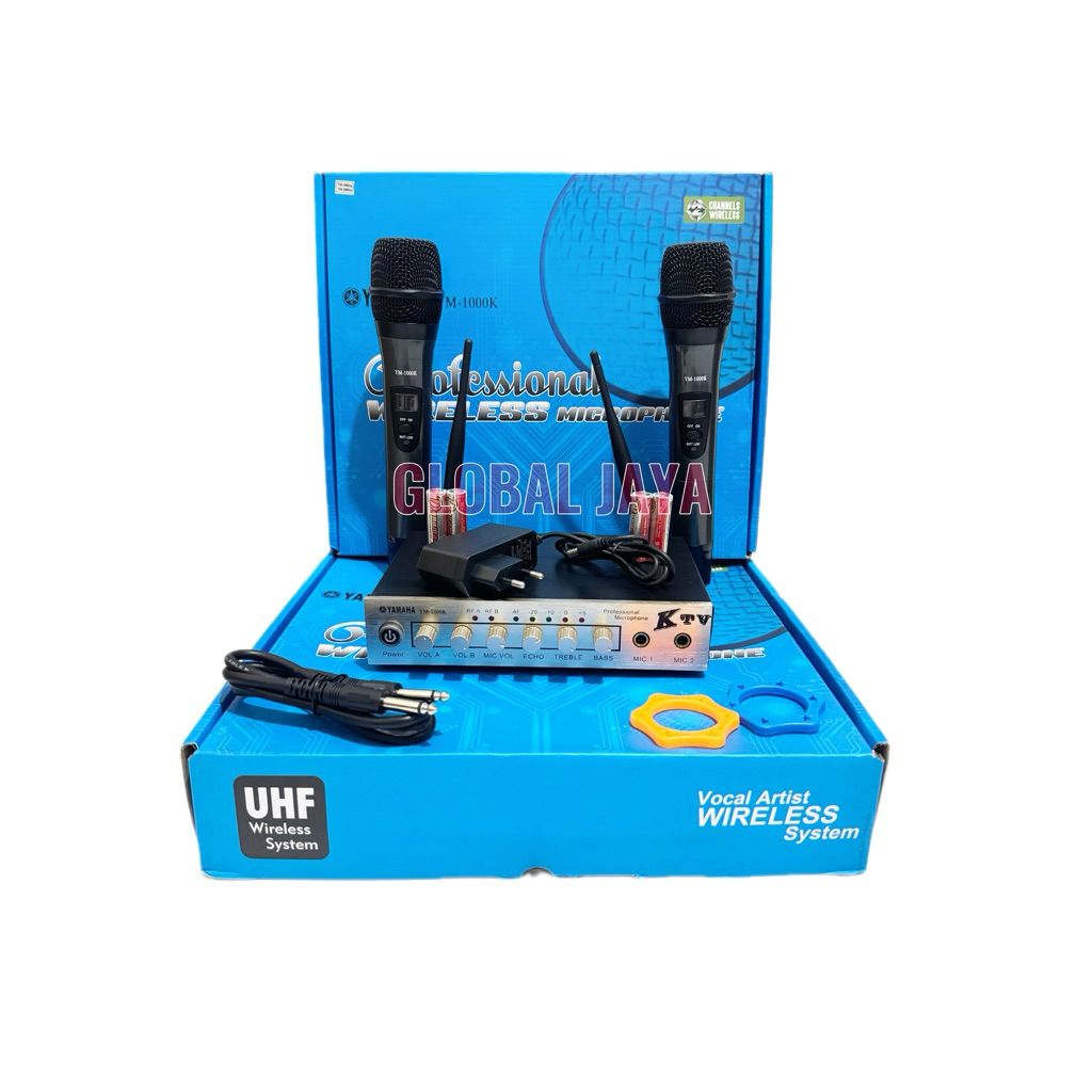mic wireless yamaha ym 1000K good quality / wireless microphone double mic 1set mic yamaha mic serba