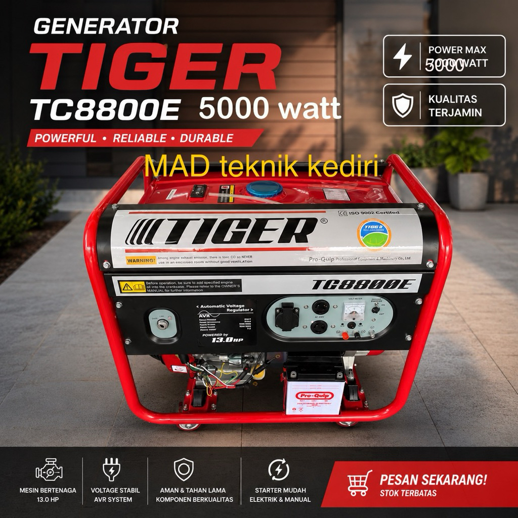 Genset 5000 watt TIGER 8800 E stater