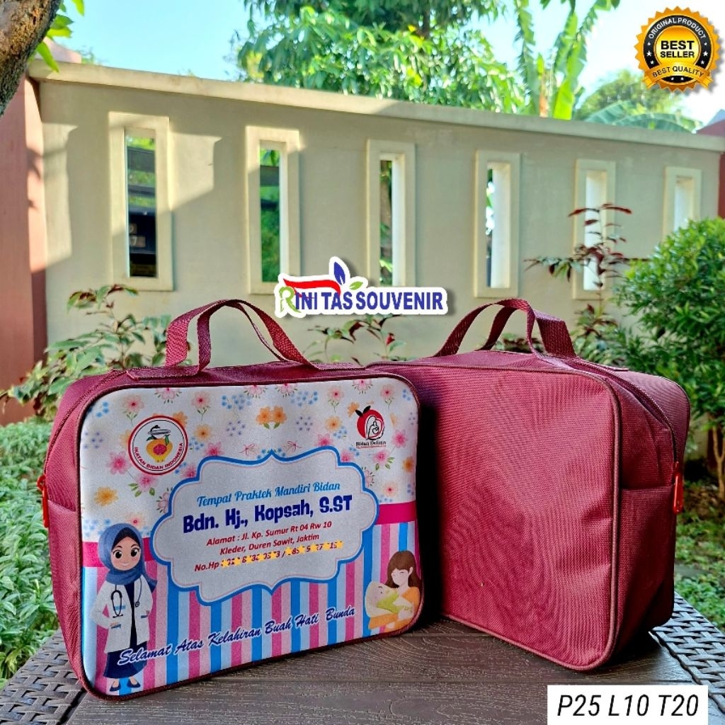 Tas Bidan Partus Tas Polyester Bidan Tas Resleting Selang Bidan Tas Bidan Custom Bahan Tebal