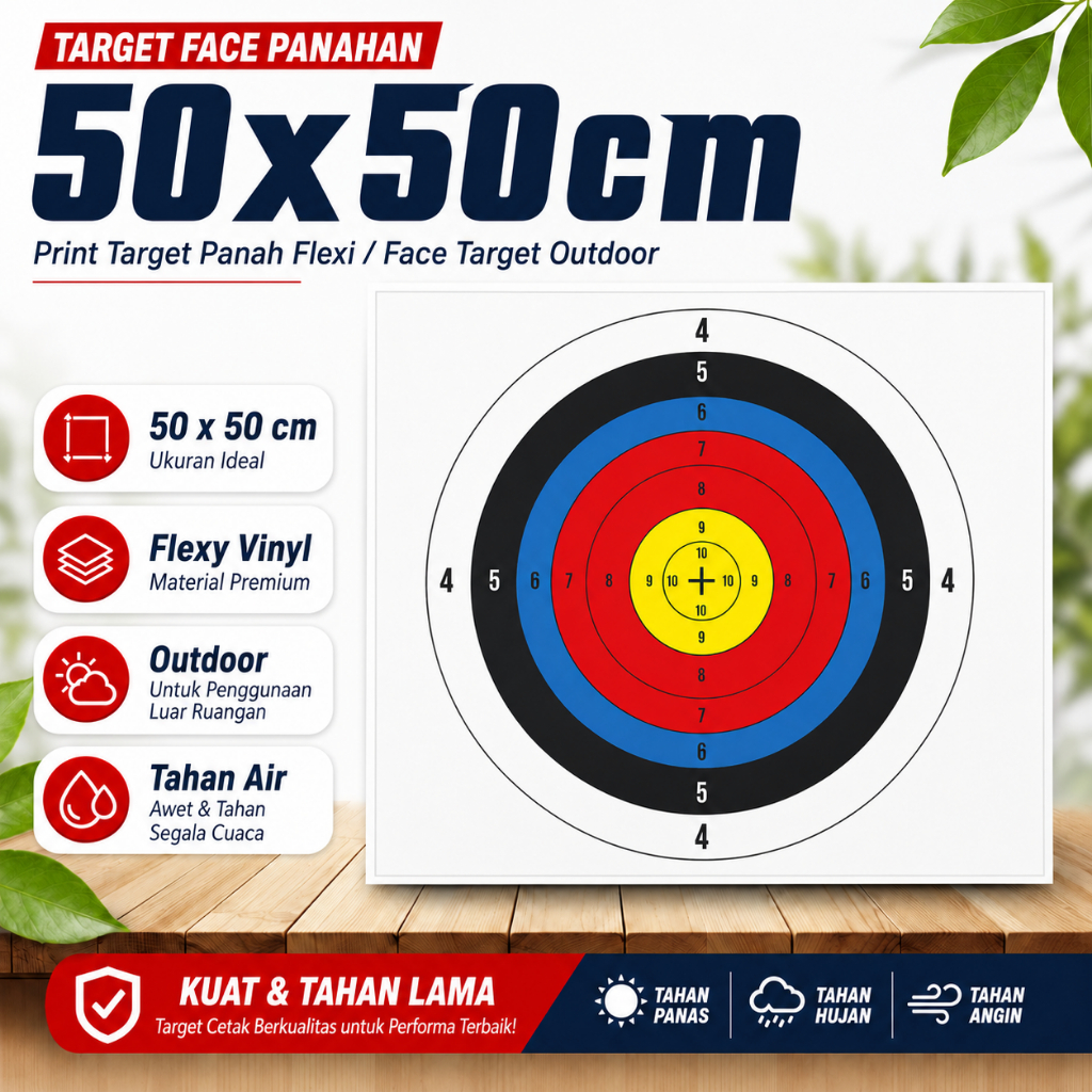 Target Face Panahan 50x50cm Print Target Panah Flexi / Face Target Outdoor