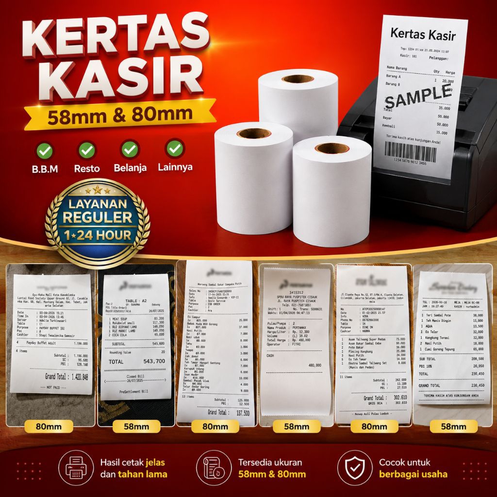 Cetak Custom Struk Nota Kertas Kasir [Makanan, Belanja]