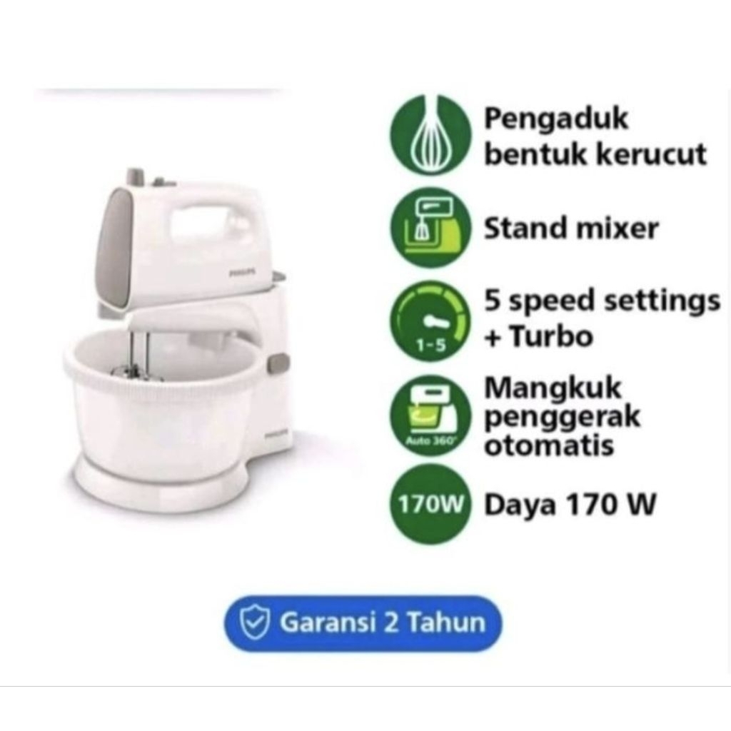 Philips Mixer HR 1538 Stand Mixer-Miksel Pencampur Adonan Kue/Roti 2Liter