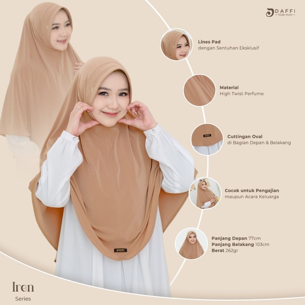 Hijab Daffi Iren Series hijab jumbo instan ORI Daffi