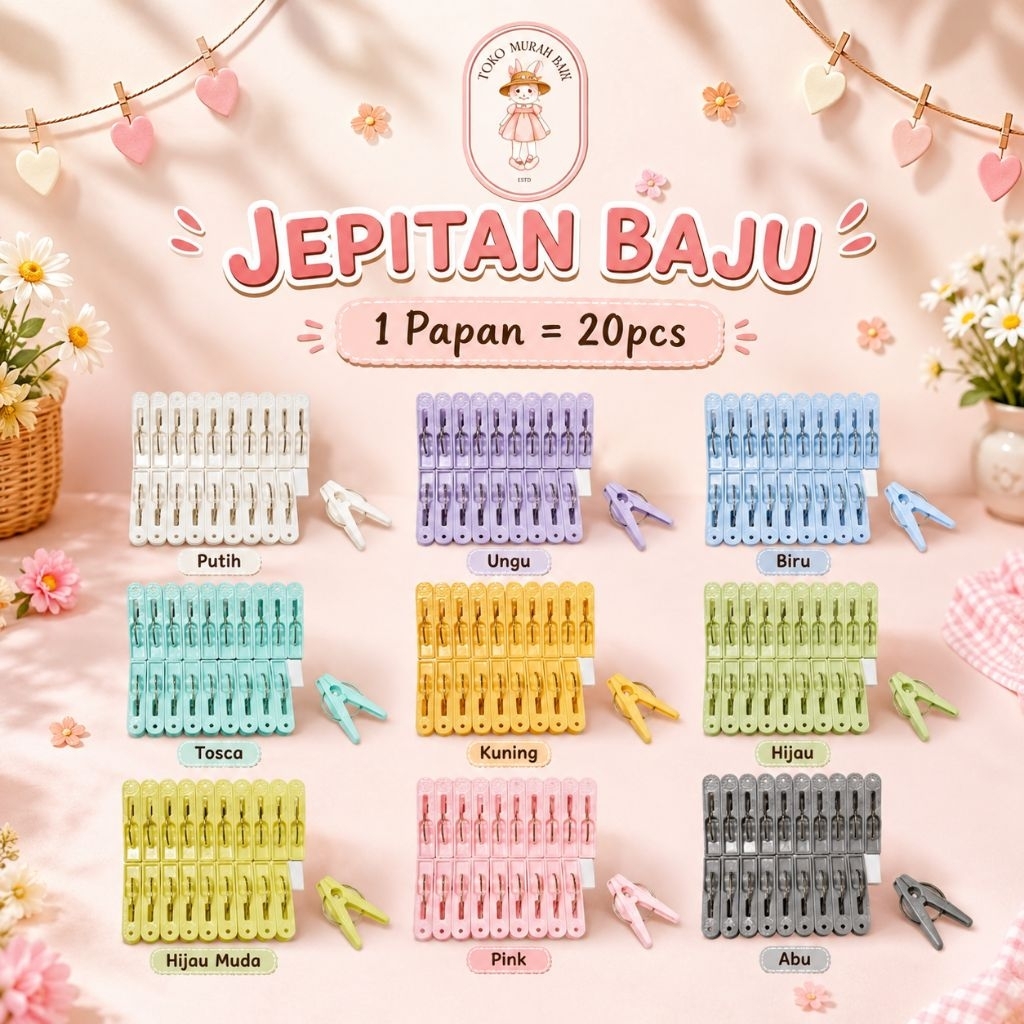 JEPITAN BAJU 20 PCS - KLIP BAJU - JEPIT BAJU PLASTIK