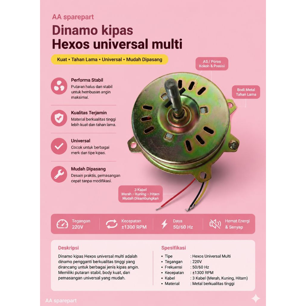 Dinamo kipas Hexos universal / dinamo hexos multi
