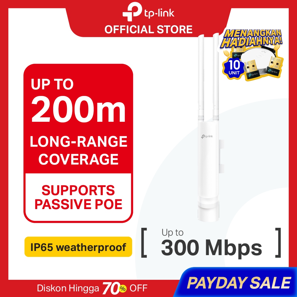 TP-LINK Omada EAP110 Outdoor | 300Mbps Wireless N Outdoor Access Point | IP65 Tahan Cuaca | SDN