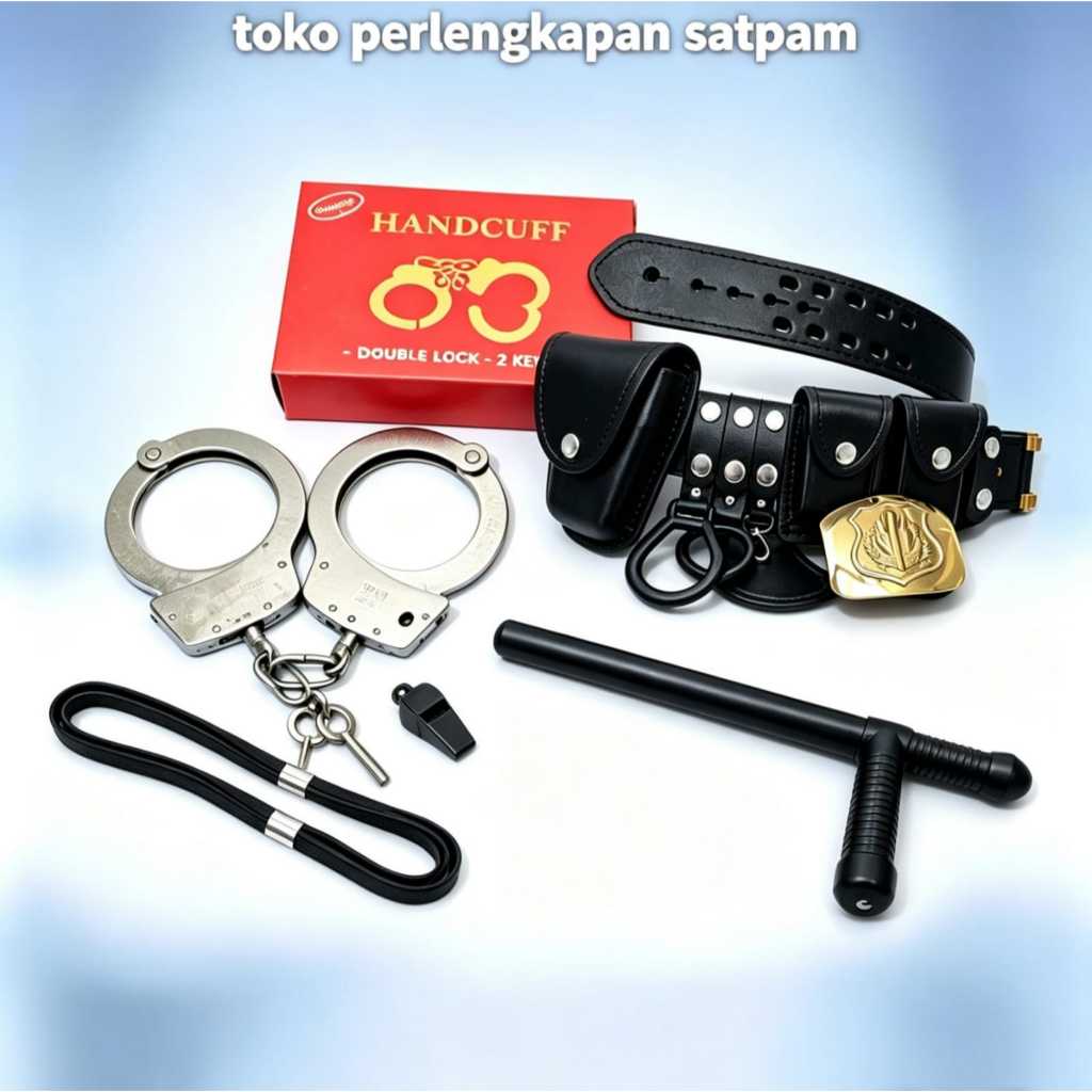 KOPEL KULIT + PENTUNGAN + TALIKUR + BORGOL SET PERLENGKAPAN SATPAM
