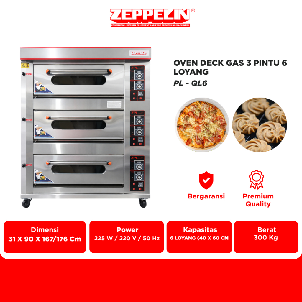 Zeppelin Oven Deck Gas 3 Pintu 6 Loyang ZPL - QL6