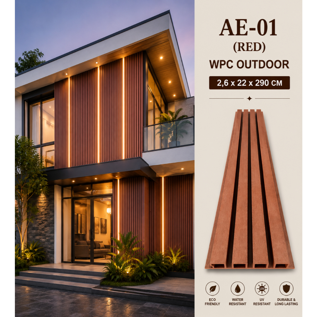 WPC Outdoor Wood Panel Kisi Kisi WallPanel Outdoor Dinding /Wallpanel Outdoor Motif Kayu