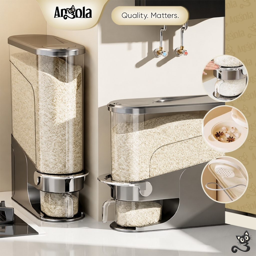 ANGOLA Dispenser Beras Otomatis Slim E32A-E33A Tempat Penyimpanan Beras 4KG - 7KG Anti Serangga