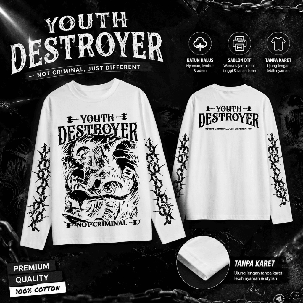 TERBARU KAOS LENGAN PANJANG NETRAL YOUTH DESTROYER T-SHIRT LONGSLEEVE NETRAL