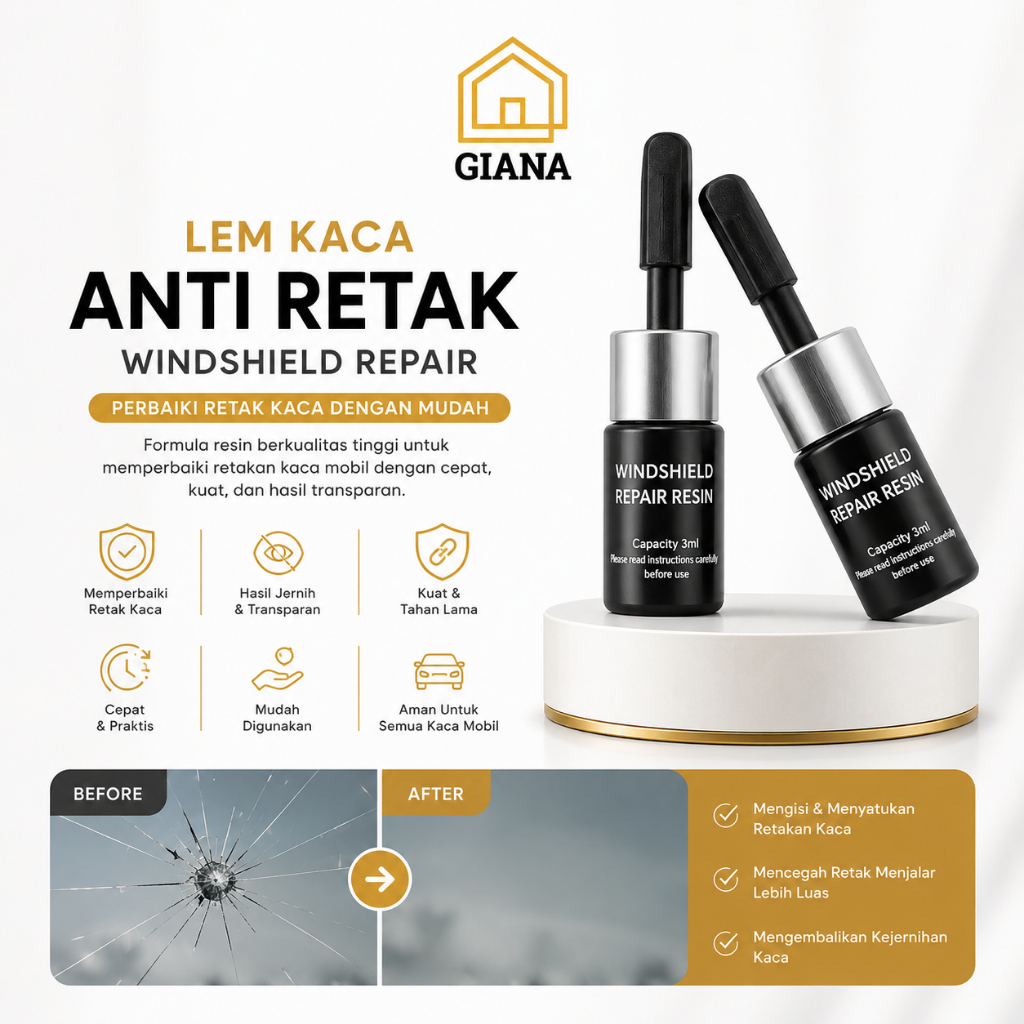 GIA Lem Kaca Anti Retak Windshield Window Repair Lem Kaca LCD Retak Serbaguna