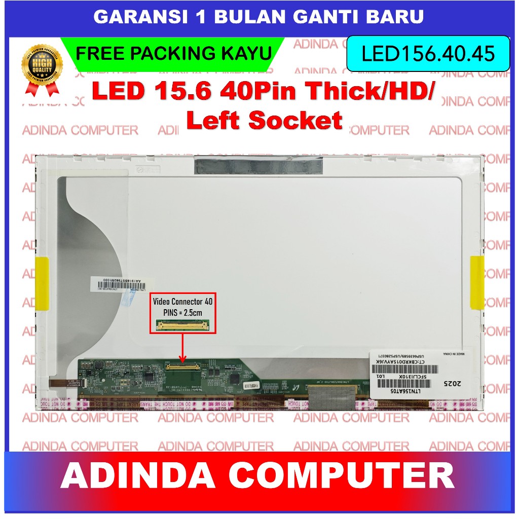 LCD LED Asus K50 K50A K50C K50I K52 K52D K52F K52J K54 K54C K54H K54L 15.6 15 Inch 40 Pin 40pin HD T