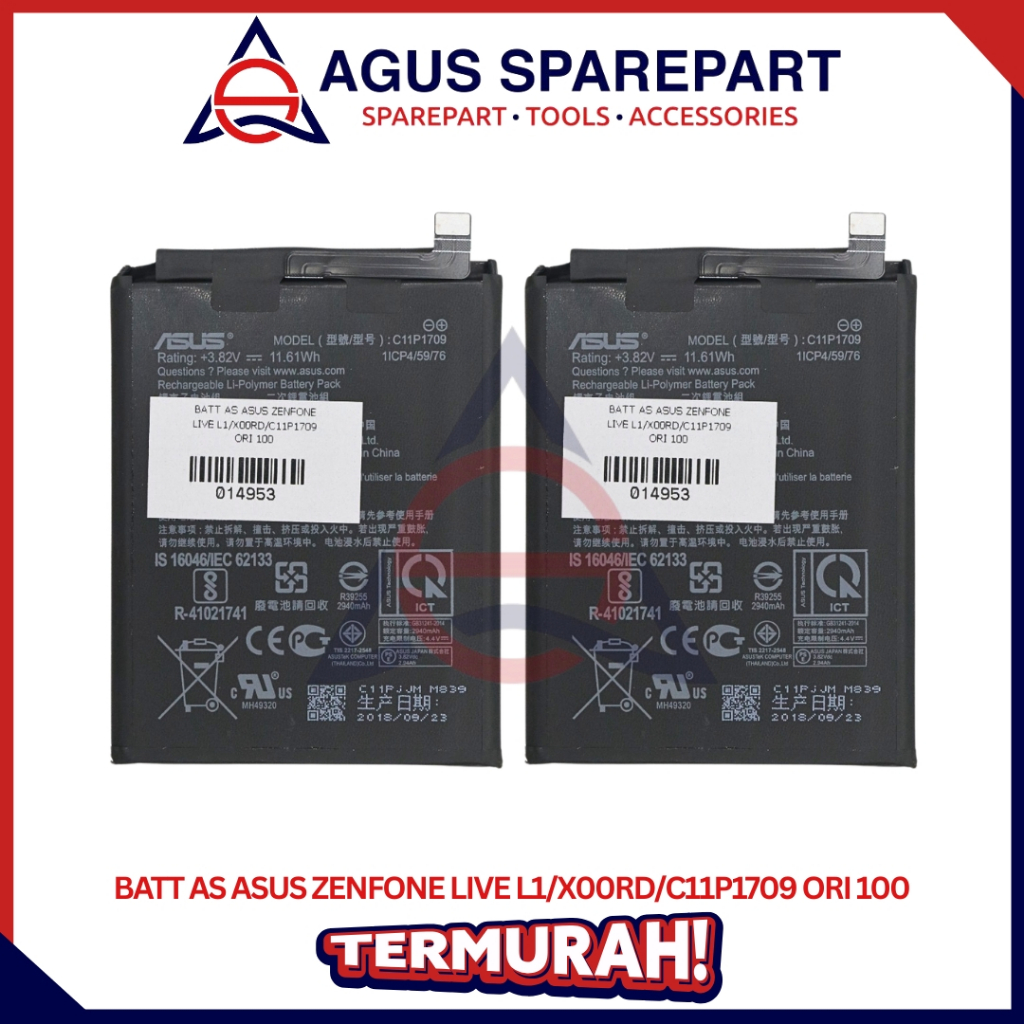 BATERAI ASUS ZENFONE LIVE L1/X00RD/C11P1709 ORI / BATRE / BATTERE / BATTERY