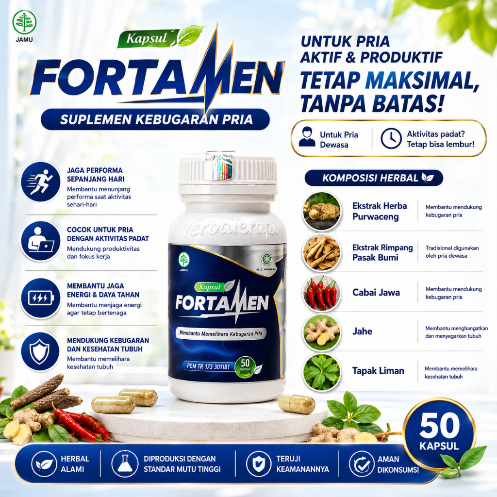 Fortamen Obat Herbal Kebugaran Pria Daya Tahan & Energi optimal