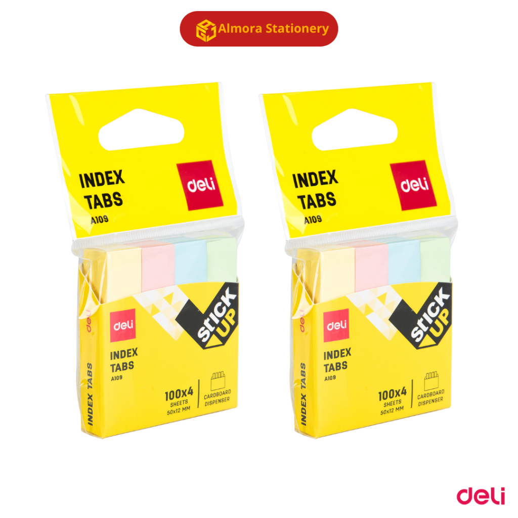 Deli Index Tabs Pastel & Neon Penanda Halaman Buku Sticky Notes Pembatas Dokumen Kertas Memo Lem Kua