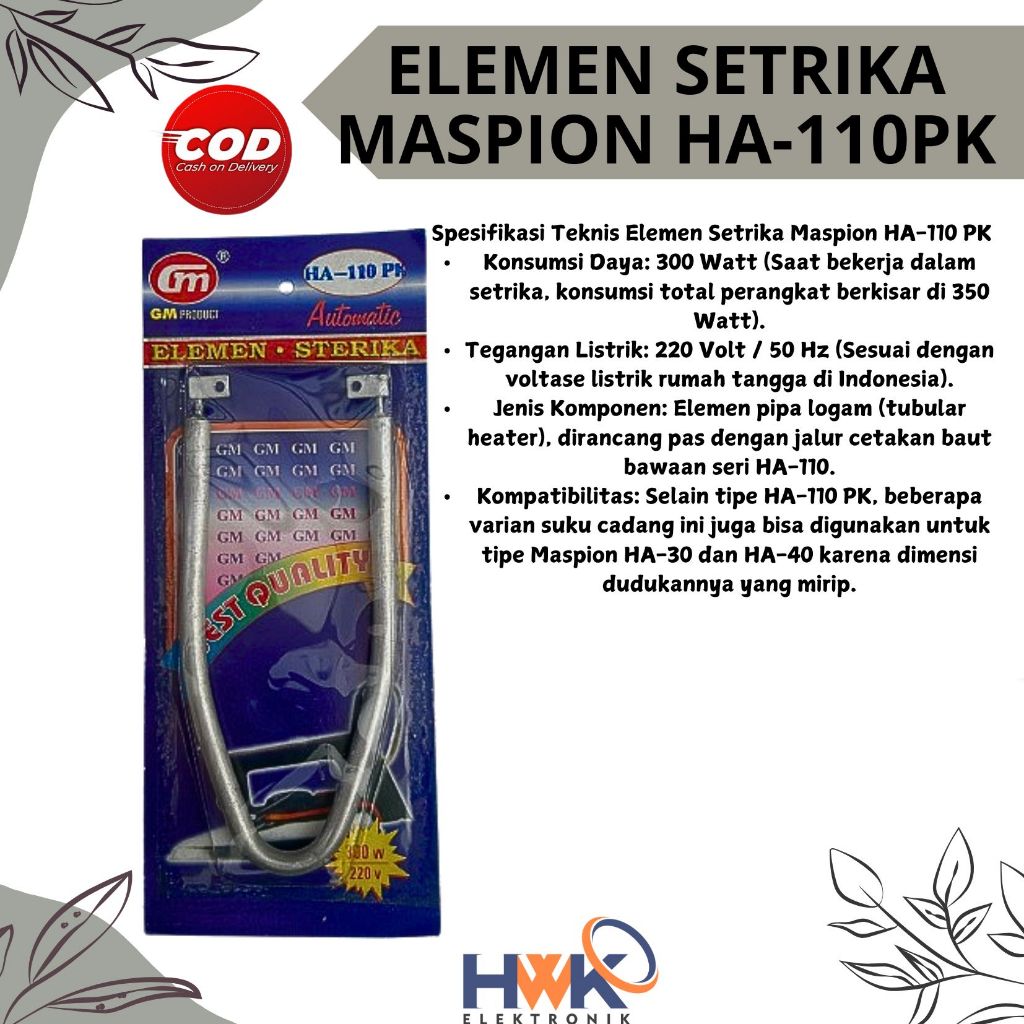 Elemen Pemanas Setrika Maspion HA-110PK / Element Setrika Maspion