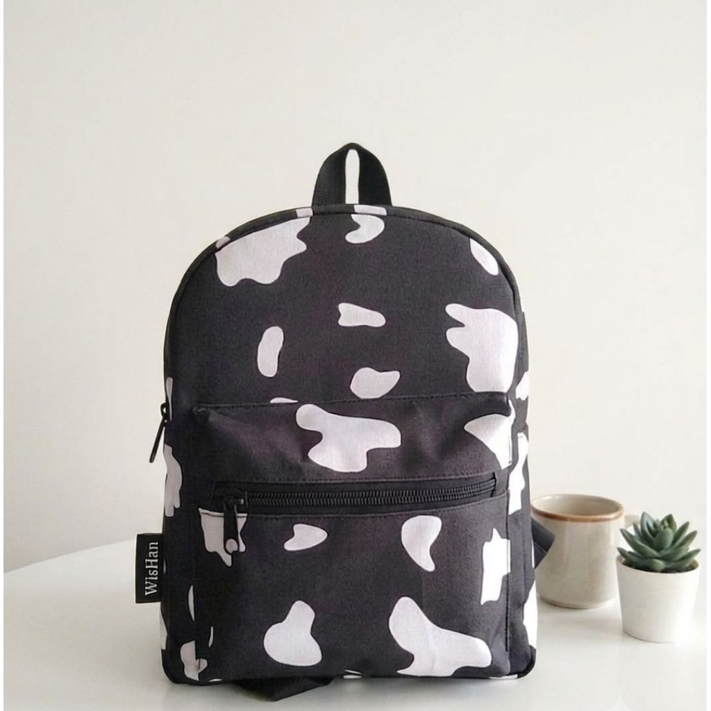 TasRansel Mini Motif sapi buat anak anak atau Remaja Tas Motif sapi Tas Kekinian Cocok untuk jalan T