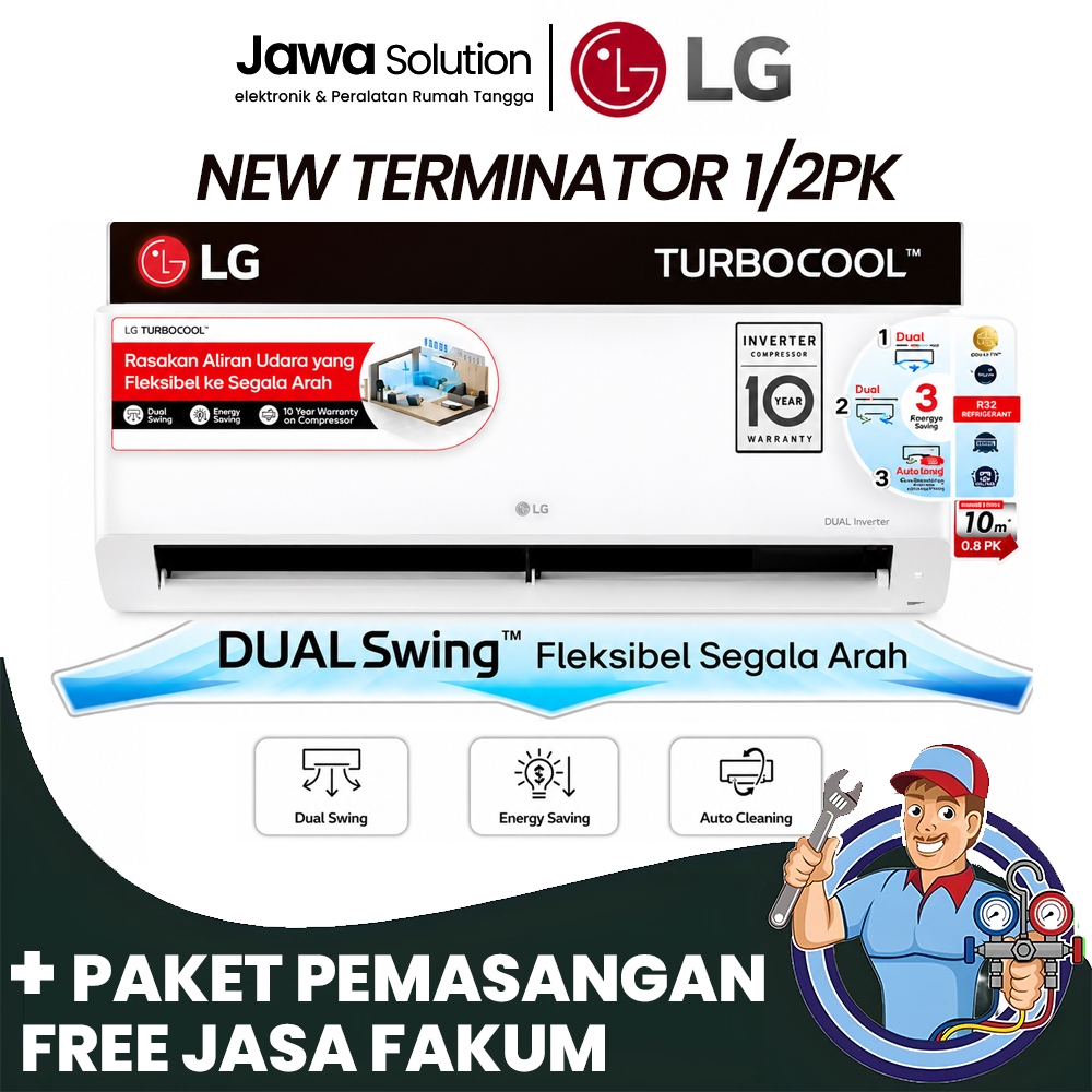 AC LG 1/2 PK + PASANG LG NEW HERCULES  Turbo Cooling