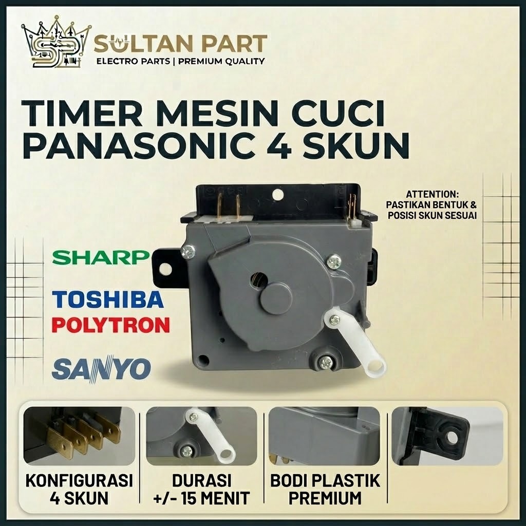 Timer Panasonic Timer Mesin cuci panasonic 4 skun timer panasonic 4 socket - timer mesin cuci 4 sock