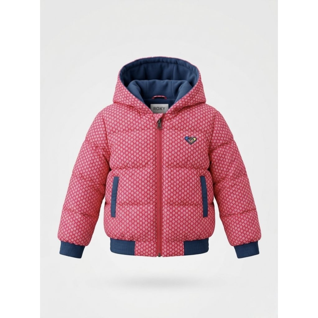 Jaket Puffer Anak Perempuan Roxy Kids Original Winter Jacket Hoodie Pink