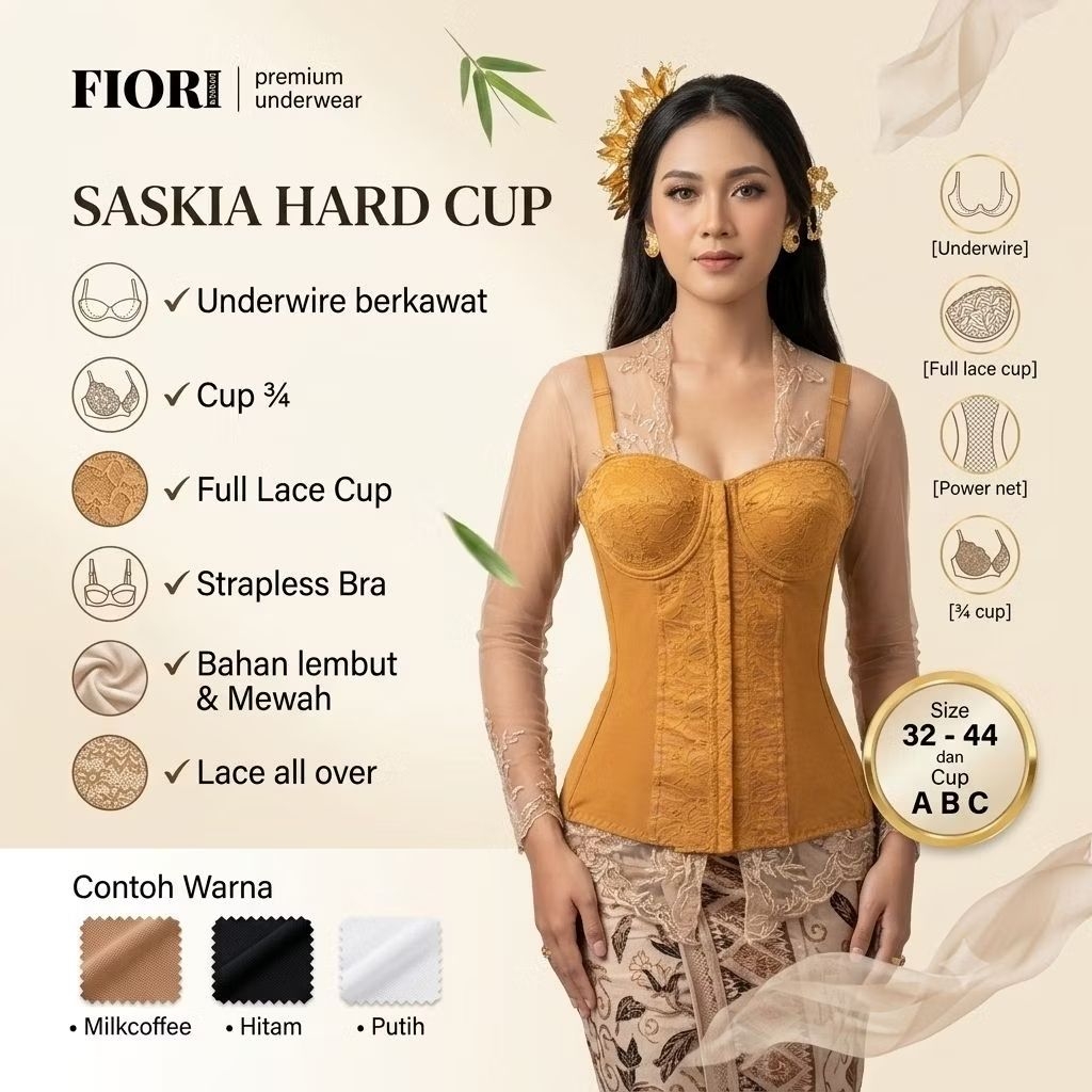 FIORI Longtorso SASKIA HARDCUP Milkcoffee | Korset Longtorso ORIGINAL FIORI