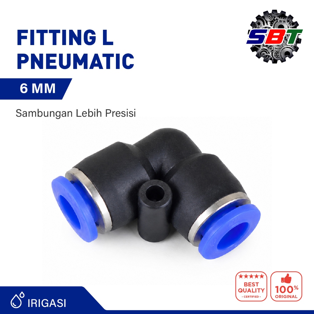 Fitting Elbow Pneumatic Selang 6 mm X 6 mm