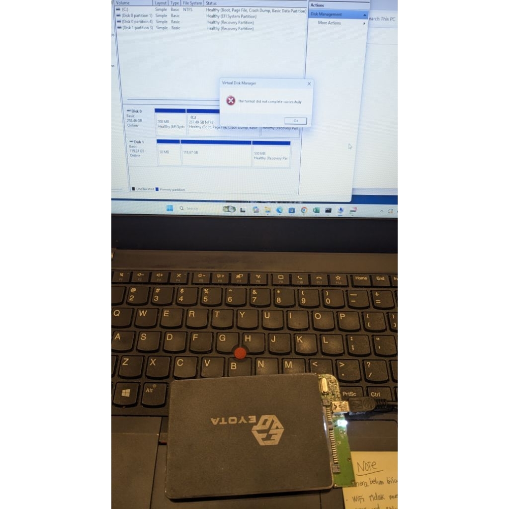 SSD eyota 128 no format