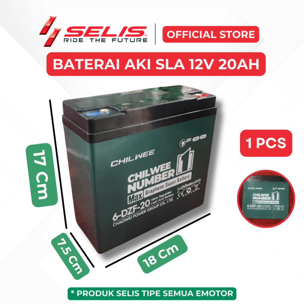 SELIS - Baterai Aki 12 Volt 20 Ah Sepeda Motor listrik Universal ( Battery 12V 20Ah  )