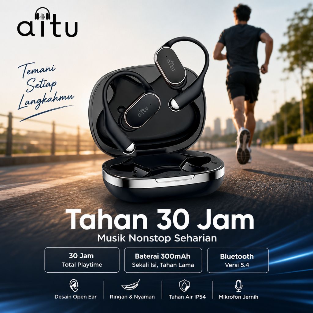 Aitu 26 Bone Conduction Earphone Bluetooth Nirkabel TWS Beige