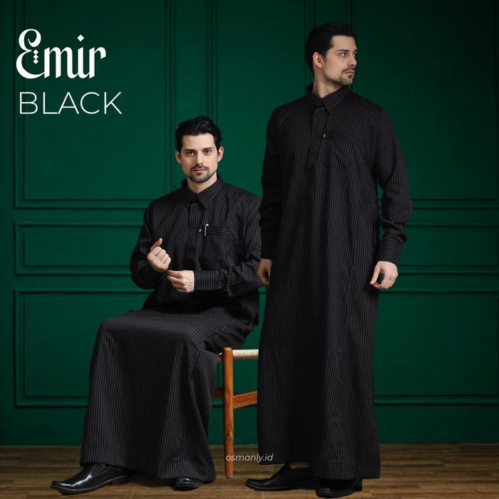 Jubah Navy Premium Limited Edition Sultan Semi SlimFit Lengan Panjang Gamis Pria Motif Salur Biru Do